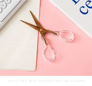 Acrylic rose gold scissors transparent electroplated office scissors for DIY crafting and daily use