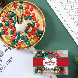 Weihnachtsdrahtstifte Set mit Goldtablett und Box, festliche Büromaterial Dekor.