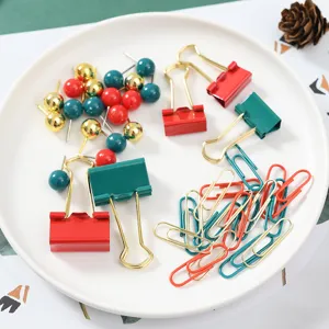 Weihnachten rot grün Schreibwaren Set Büroklammern Reißzwecken Büro und Schule Geschenk