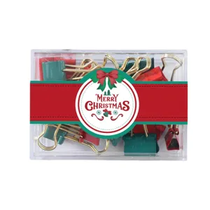Weihnachtsklammern Set in transparenter Box, rot und grün Büroklammern für Büro und Schule.