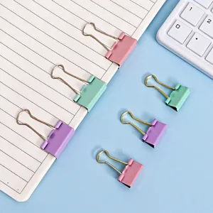 Bunte binder clips set büro schreibwaren metall klammern pastell farben papierklammern.