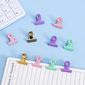 Bunte Metall Binder Clips Set Büro Schreibwaren süße Pastell Bulldog Clips Schule