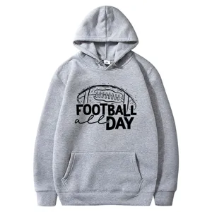 Men's Fleece Lined Hoodie American Football Printed Casual Pullover Long Sleeve Sweatshirt Winter Sports Top