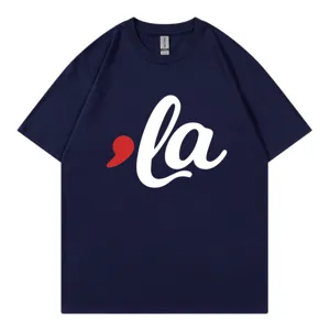 Comfortabel casual katoenen t-shirt met korte mouwen voor heren en dames, blauwe top.