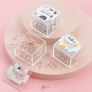 Creative Transparent Globe Push Pins Round Head Thumbtacks For Office School Cork Board Message Board Decorative Stationery