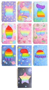 A5 Spiralnotizbuch mit bunten Silikon Push Pop Blasen Sensorik Fidget Spielzeug Cover.