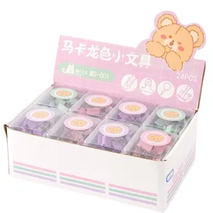 Macaron Farbe Büroklammern Set 24Stk süßes Bär Design Schulbedarf Schreibwaren Set