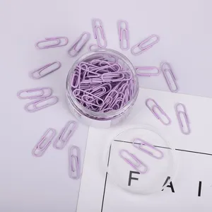 Macaron lila Büroklammern Set im klaren Plastikbehälter, süße Schreibwaren für Büro.
