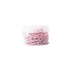 Macaron rosa Büroklammern im transparenten Kunststoffglas für Büro und Schule.
