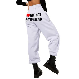 Women's high-waisted loose sweatpants casual joggers with back print and comfortable fit