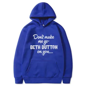 Damen lässiger königsblauer Langarm Kapuzenpullover mit weißem Buchstabenprint Alltag Top.