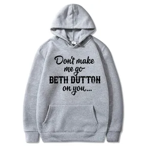 Grauer Kapuzenpullover für Damen mit Grafik-Textprint, langen Ärmeln und Tasche. Lässig.