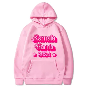 Sudadera con capucha rosa Kamala Harris 2024 de manga larga pullover casual top.