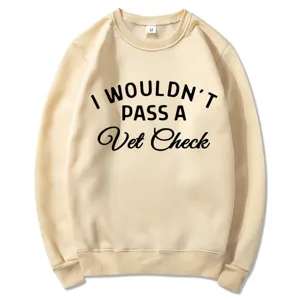 Men Women Casual Crewneck Sweatshirt Funny Vet Check Letter Print Long Sleeve Top