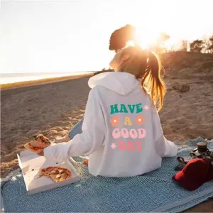 Sweat à Capuche Doublé Polaire Unisexe Décontracté Manches Longues Pull à Capuche Avec Motif Floral Et Lettre Imprimé