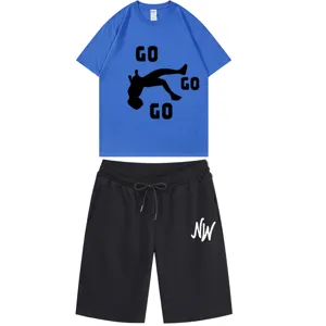 Men casual short sleeve T-shirt and shorts set summer crew neck tracksuit comfortable wear