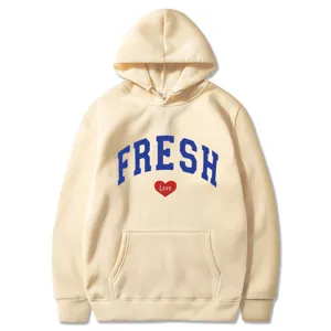 Unisex High Street Fashion Buchstaben Druck Fleece Gefüttert Kapuzenpullover Hip Hop Casual Pullover Top Gerippter Saum Bequeme Oberbekleidung Für Paare