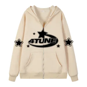 Men's Y2K full-zip hooded sweatshirt featuring cool star graphics and comfortable retro fit.