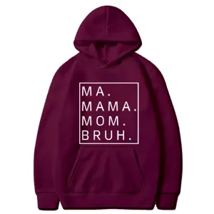 Bequemer, lockerer Kapuzenpullover in Weinrot für Damen mit Buchstaben-Print vorne und Tasche.