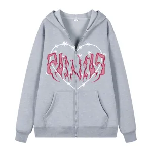Herren Gothic Zip Hoodie Oversized Fleece Sweatshirt Grafik Streetwear Casual Winter