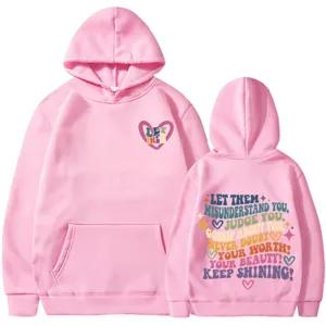 Damen Casual Lockere Kapuzenpullover Langarm Pullover Buchstaben Print Gefüttertes Top Alltägliche Modebekleidung