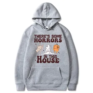 Sweat-shirt à capuche à manches longues décontracté avec graphismes d'Halloween amusants!