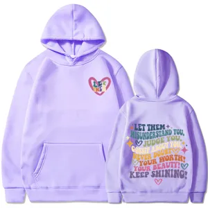 Lässiger, lockerer Kapuzenpullover für Damen mit stilvollem Retro-Buchstaben-Print.