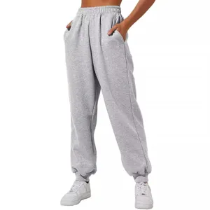 Women high waist loose fit grey sweatpants casual jogger pants with pockets main view