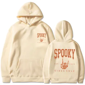 Sweat à capuche Halloween Spooky Main Squelette Imprimé Manches Longues Poche Casual