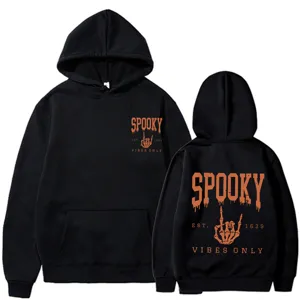 Sweat à capuche noir Halloween avec impression graphique de squelette et poche pour adultes.