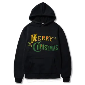Sweat à capuche noir sur le thème de Noël avec imprimé vintage pour hommes et femmes