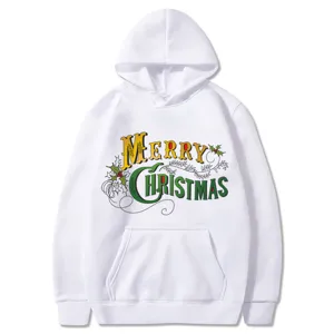 Sweat-shirt à capuche imprimé Noël tendance pour hommes et femmes, style urbain décontracté.
