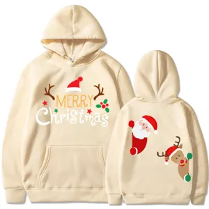 Cómoda sudadera beis con muy bonitos estampados navideños, ideal para las fiestas.