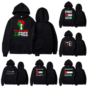 Men Polyester Printed Fleece Hoodie Fashion Casual Long Sleeve Letter Slogan Pocket Outerwear Top
