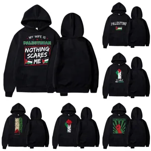Unisex fashion hoodie sweatshirt free palestine graphic print casual long sleeve top