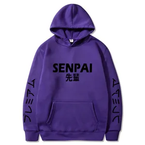 Sweat à capuche en molleton style japonais Senpai pull décontracté unisexe violet haut
