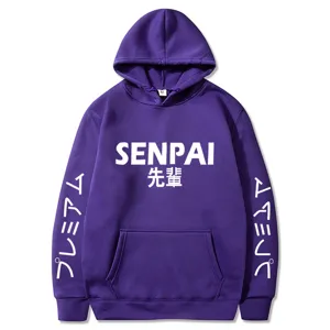 Sweat à capuche violet style japonais SENPAI avec molleton, mode urbaine et streetwear chic.