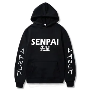Haut à Capuche Style Japonais pour Hommes Imprimé Lettres SENPAI Doublé de Molleton Coupe Décontractée Sweat à Capuche Sportif pour Hommes Femmes