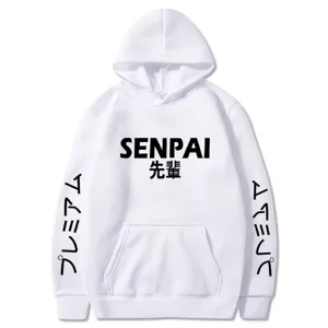 Sweat à capuche blanc en molleton style japonais SENPAI sweat-shirt unisexe streetwear