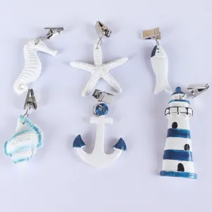 Stile mediterraneo tema marino conchiglia stella marina ferro clip set per decorazioni casa