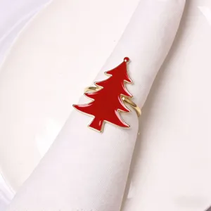 Christmas Zinc Alloy Enamel Napkin Ring Festive Santa Claus Reindeer Christmas Tree Gingerbread Man Napkin Holder For Hotel Table Decoration Party