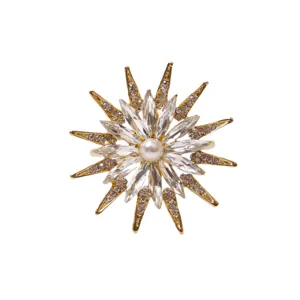 Rond de serviette tournesol en cristal doré décoration de table élégante pour dîner