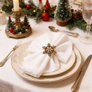 Weihnachten Strass Schneeflocke Serviettenring, elegante Metall Tischdeko für Feiertag.