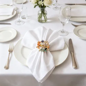 Nautical helm napkin ring alloy octopus seahorse table decor for restaurant wedding