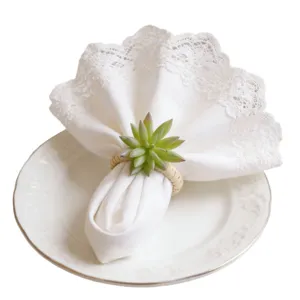 Servilletero de suculenta artificial para decoración de mesa, accesorio de comedor elegante.
