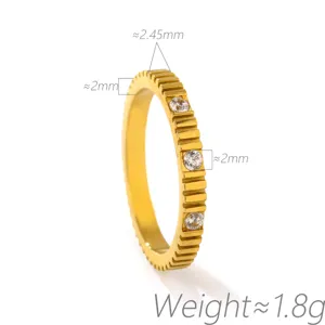 18k vergulde roestvrijstalen tandwiel ring met kristallen stenen dainty sieraden