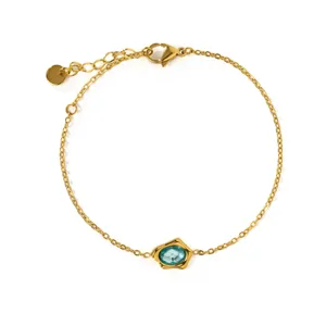 Elegant gold-plated irregular blue zircon chain bracelet for women daily commuting fashion