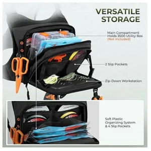 Borsa da petto per pesca tattica impermeabile con scomparti e stazione per attrezzatura.