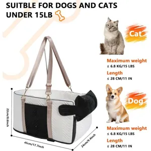 Portable pet car seat for small dogs and cats with cute bow, comfortable travel pet carrier nest.