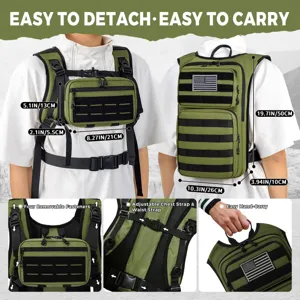 Sac de poitrine tactique multifonctionnel, pochette EDC modulaire avec sangle MOLLE plein air.
